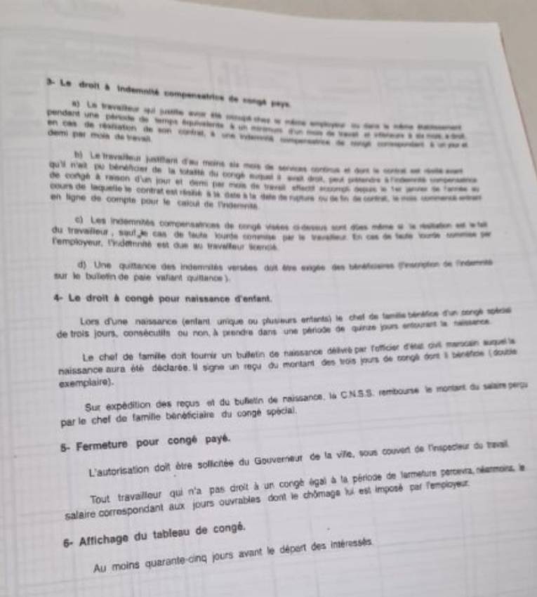 Registre des Congés Payés 40 pages recto verso